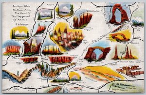 Southern Utah And Northern Arizona 1940s MAP Postcard after LH Dude Larsen