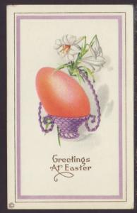 Greetings at Easter,Egg,Basket,Lily Postcard 