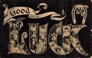 GOOD LUCK~LARGE LETTER YOUNG WOMEN~06 PHOTO POSTCRD TO BOWSLAND PATCHWAY BRISTOL