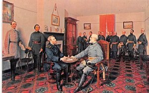 Surrender of General Lett to General Grant April 9 1865 Civil War Postcard