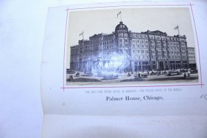 Vintage 1870's Palmer House Chicago Fire Proof Hotel Embossed Advertising