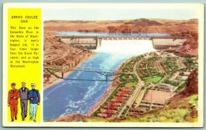 WWII Washington State Armed Services Grand Coulee Dam UNP Chrome Postcard H12