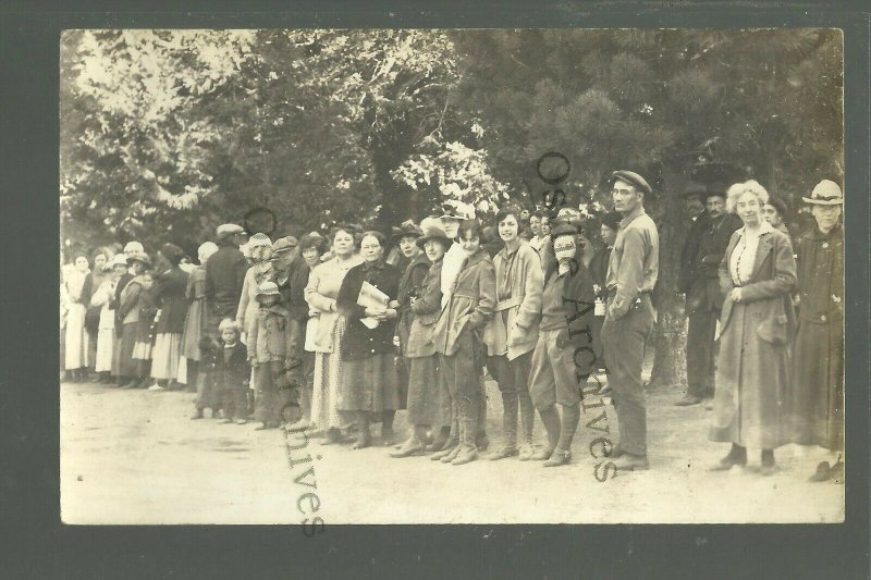 San Francisco CALIFORNIA RPPC 1906 EARTHQUAKE SURVIVORS Refugee Camp BREAD LINE