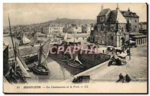 Old Postcard Honfleur Lieutenancy Boat