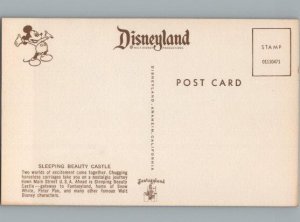 Sleeping Buty Castle & Fire Truck Disneyland CA Postcard