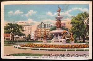 Vintage Postcard 1940 Corning Fountain, Bushnell Park, Hartford, Connecticut