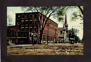 ME Cushman & Hollis Shoe Factory Baptist Church Auburn Maine Postcard