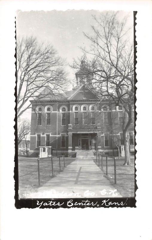 Kansas KS Postal Foto Real RPPC C1950 yates Centro Woodson County Court House 