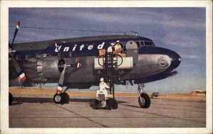 United Airlines DC-6 Mainliner Commercial Jet Airliner Airplane Vintage Postcard