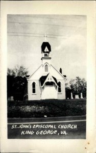 King George VA St. John's Episcopal Church Real Photo Postcard