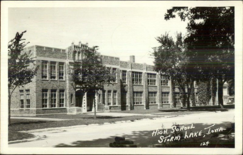 Storm Lake MN High School Real Photo Postcard