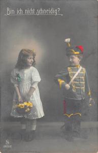 US2783 Bin ich nicht schneidig ? Children Postcard patriotic propaganda
