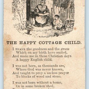 c1880s Happy Cottage Child Victorian Poem Trade Card Country Farm Childhood C24