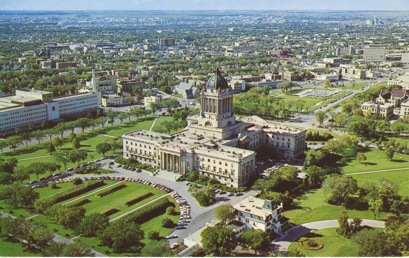 Winnipeg MB Manitoba Aerial View Legislative Building Vintage Postcard D6