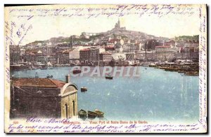 Old Postcard Marseille Vieux Port and Notre Dame de la Garde