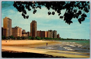 Chicago Illinois 1950s Postcard Oak Street Beach & The Gold Coast