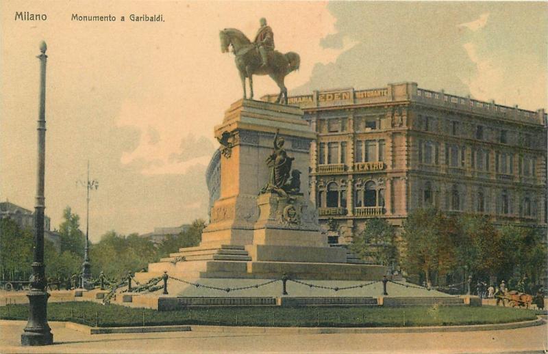 Italy Milano Monumento Garibaldi Luxus Postcard PURGO advertising