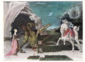 Uccello Saint St George & The Dragon Rare National Gallery Art Painting Postcard