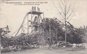 Belgium Brussels Expo 1910 Les ruines de la Section Belge L'Incendie des...