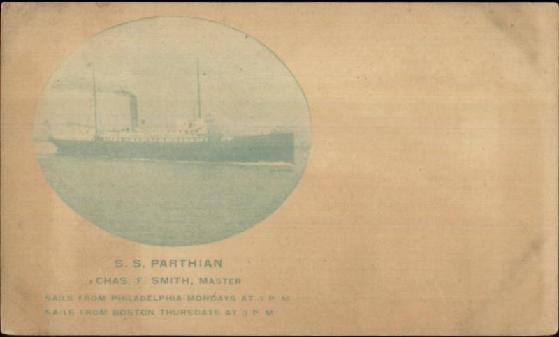 Chas Smith Master SS Parthian Steamship Philadelphia & Boston c1900 Postcard 