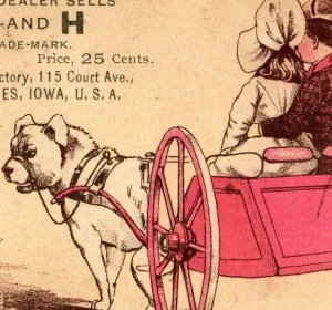 1880s H & H Try A Cake Flirtation Big Dog Pulling Wagon Lovely Couple P207