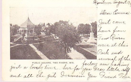 US - Wisconsin - Public Square, Two Rivers 1905