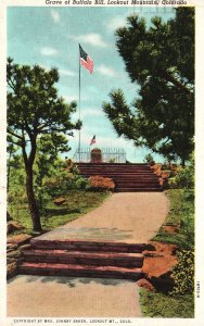 Vintage Postcard 1949 Grave Of Buffalo Bill Monument Lookout Mountain Colorado