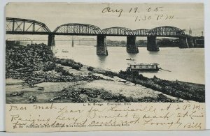 Ohio L.N. Bridge Cincinnati c1905 to Pittsfield NH Postcard M14