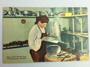 Vintage Postcard Sign of the Golden Ball Metal Worker Williamsburg VA