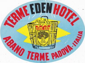 Italy Padova Terme Eden Hotel Vintage Luggage Label sk1032