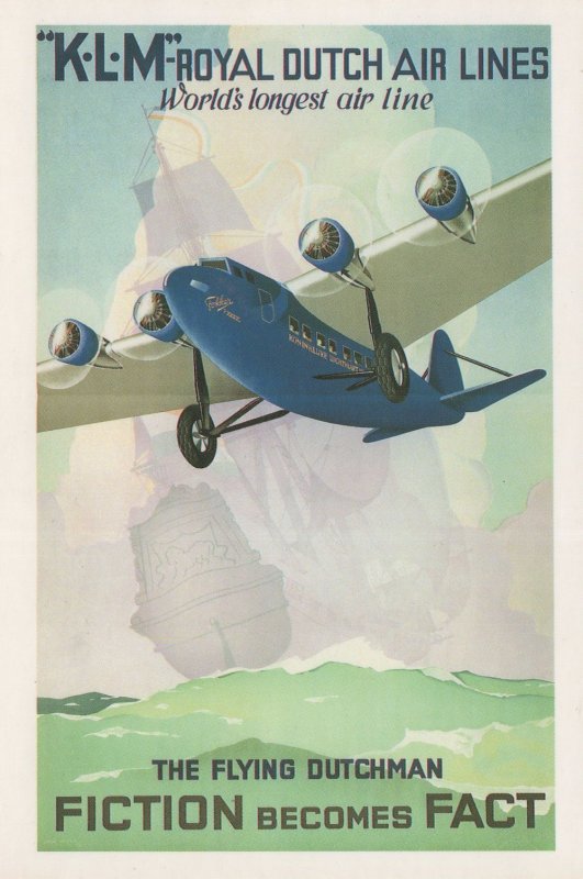 KLM Royal Dutch Airlines Advertising Poster Postcard