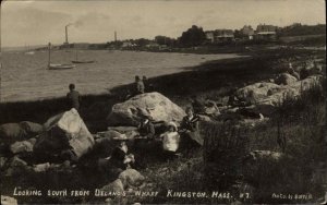 Kingston MA Massachusetts From Delano's Wharf c1908 Real Photo Postcard