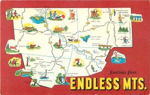 Endless Mountains Northeastern Pennsylvania Map Postcard