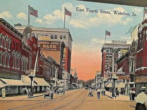 Postcard  Antique View of Fourth Street, Waterloo, Iowa       U1