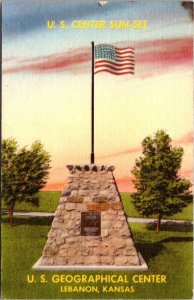 Geographical Center of U.S. at Lebanon KS Vintage Postcard S75