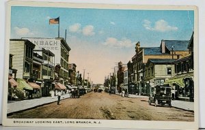 Long Branch NJ Broadway Looking East c1916 Postcard K7