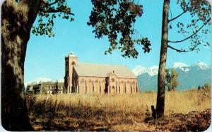 ST IGNATIUS, MT Montana    St Ignatius CHURCH & Snow-Capped Mtns c1950s Postcard