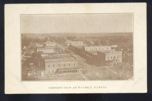 WAVERLY KANSAS DOWNTOWN BIRDSEYE VIEW ANTIQUE VINTAGE POSTCARD