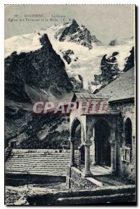 Old Postcard Dauphine Grave Church Terraces and the Meije