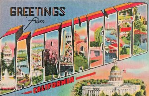 Postcard CA Sacramento California-Large Letters Greetings-Vintage Linen 1945 C7