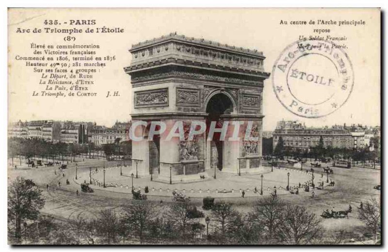 Old Postcard Paris Arc de Triomphe