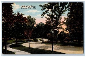 Kansas City Missouri MO Postcard Valentine Road Trees Scenic View c1910 Antique