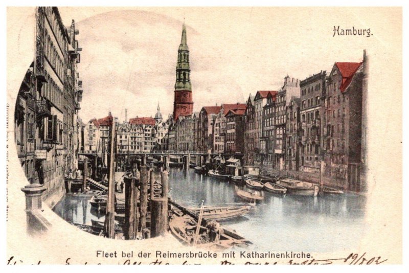Germany  Hamburg  Fleet bel der Reimersbrucke mit Katharinenkirche