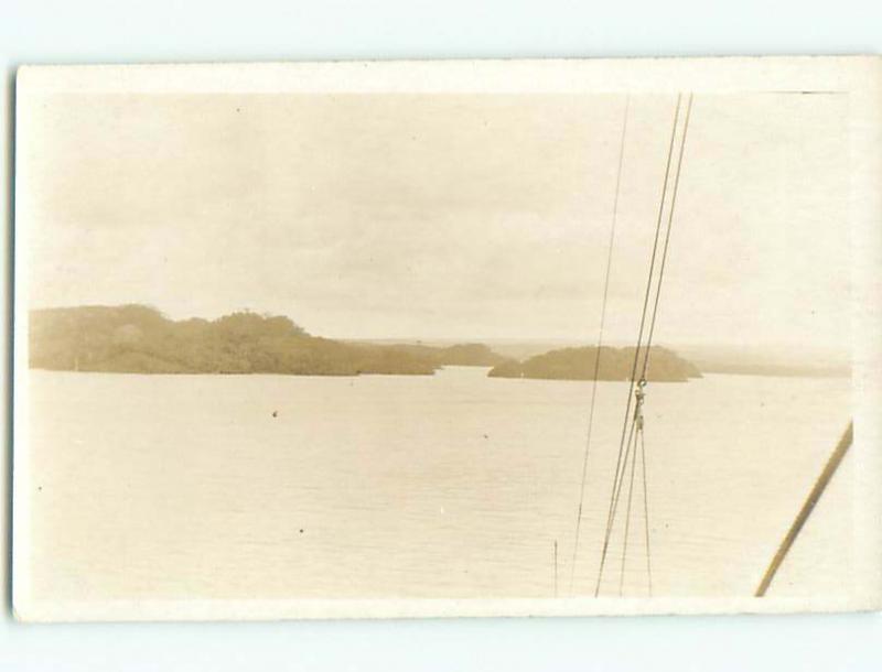 Pre-1930 rppc PICTURE TAKEN FROM BOAT IN GATUM LAKE Colon PANAMA o1452