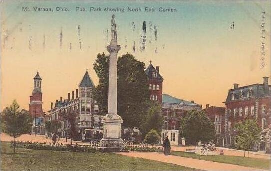 Ohio Mount Vernon Public Park Showing North East Corner 1908