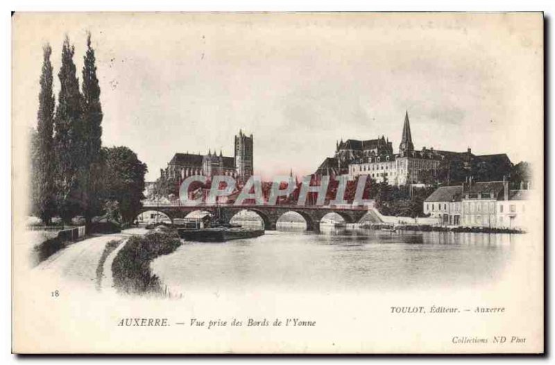 Old Postcard Auxerre View taken from the banks of the Yonne