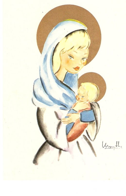 Virgin with the Child Nice Spanish religious postcard 1950s