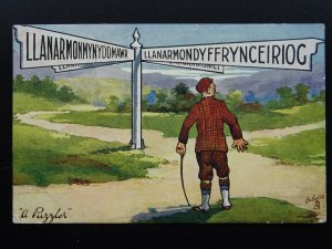 CYMRU Anglesey A PUZZLER Welsh Rarebits c1905 Comic Postcard by Tuck 9340