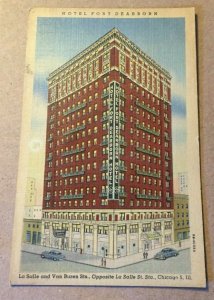 VINTAGE POSTCARD UNUSED HOTEL FORT DEARBORN LA SALLE & VAN BUREN ST CHICAGO ILL