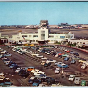 c1950s Burbank CA Lockheed Air Terminal Los Angeles Parking Lot Car Airport A218